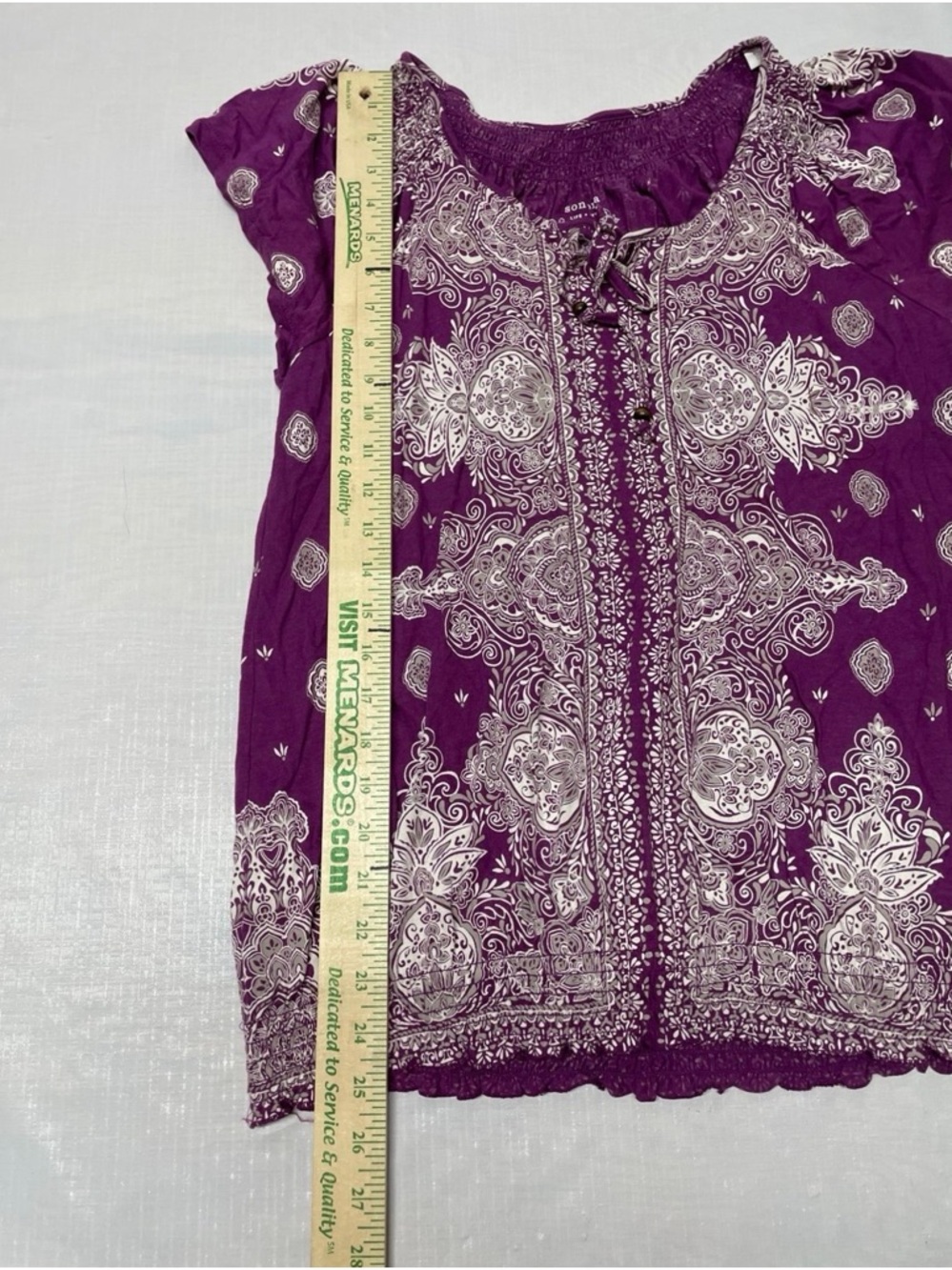 Sonoma Purple Paisley Boho Short Sleeve Blouse - Picture 3 of 5